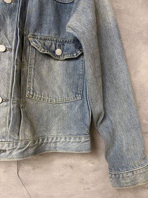 画像3: 2025秋冬　DENIMDUNGAREE  　　エアデニム シシュウ JK　　44；淡ブルー (3)