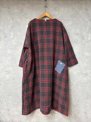 画像6: 2025   快晴堂　　Girl’s　タータンチェック　ワンピース　　3；レッド系　　サイズ；F (6)