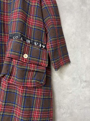 画像2: 2025   快晴堂　　Girl’s　タータンチェック　ワンピース　　3；レッド系　　サイズ；F (2)