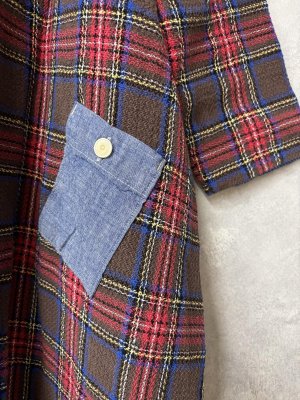 画像5: 2025   快晴堂　　Girl’s　タータンチェック　ワンピース　　3；レッド系　　サイズ；F (5)