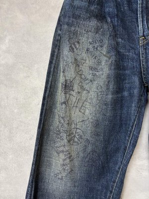 画像2: 2025秋冬　DENIMDUNGAREE  　 エアリーデニム　ラクガキ　イージー　PN 　4；紺 (2)