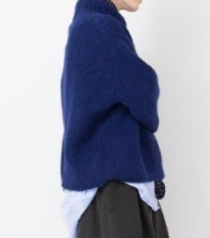 画像2: Veritecoeur    ハンドニットハイネックプルオーバー   NAVY  サイズ;F (2)