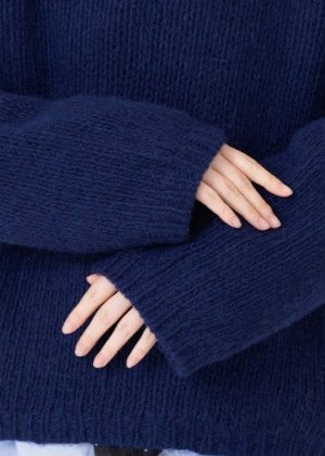 画像5: Veritecoeur    ハンドニットハイネックプルオーバー   NAVY  サイズ;F (5)