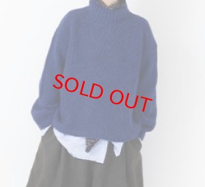 画像1: Veritecoeur    ハンドニットハイネックプルオーバー　　　NAVY　　サイズ；F (1)
