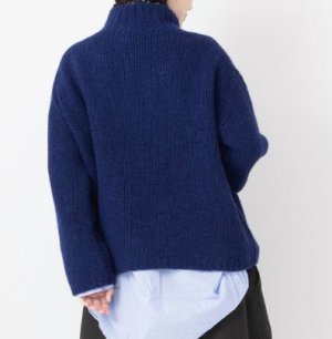画像3: Veritecoeur    ハンドニットハイネックプルオーバー   NAVY  サイズ;F (3)