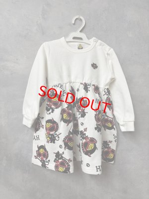 画像1: MY FIRST HYSTERIC DEVILKIN総柄　裏毛ワンピース　　00；ホワイト (1)