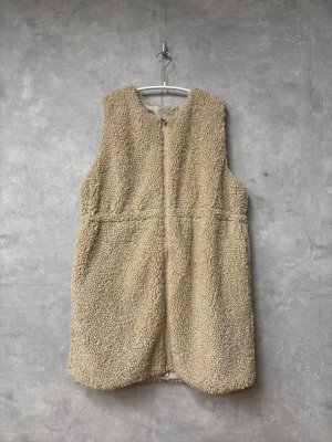 画像1: LILOU+LILY BOA/NYLON REVERSIBLE LONG VEST  　　A.IVORY  　size:38  (1)