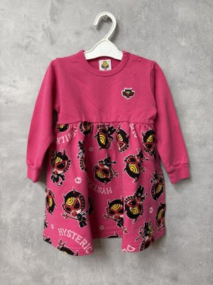 画像1: MY FIRST HYSTERIC DEVILKIN総柄　裏毛ワンピース　　26；マゼンタ (1)