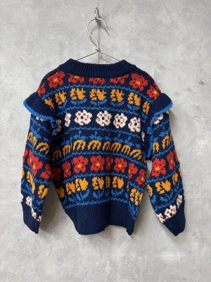 画像3: OCEAN&GROUND フラワーフリルセーター　　カラー；ネイビーブルー (3)