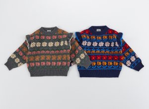 画像1: OCEAN&GROUND フラワーフリルセーター　　カラー；ネイビーブルー (1)