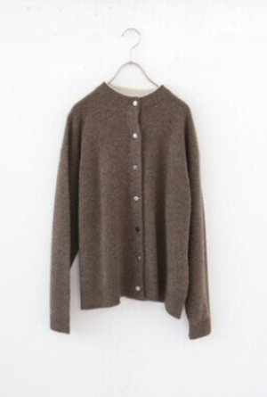 画像1: YARRA 　ラムウール配色ニットカーディガン　　63；モカ　　FREE (1)