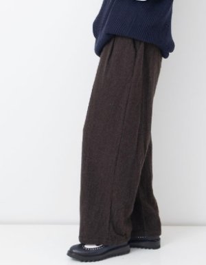 画像2: Veritecoeur    ウールタックパンツ　　BROWN　　サイズ；F (2)