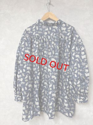 画像4: LILOU+LILY　　 LIBERTY TANA LAWN SHIRTS 〈CAT〉  ネイビー　　サイズ；38 (4)