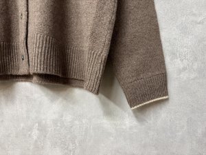 画像7: YARRA 　ラムウール配色ニットカーディガン　　63；モカ　　FREE (7)