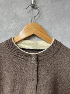 画像2: YARRA 　ラムウール配色ニットカーディガン　　63；モカ　　FREE (2)