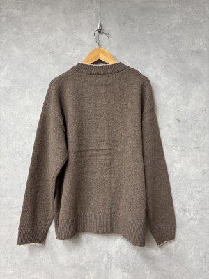 画像3: YARRA 　ラムウール配色ニットカーディガン　　63；モカ　　FREE (3)