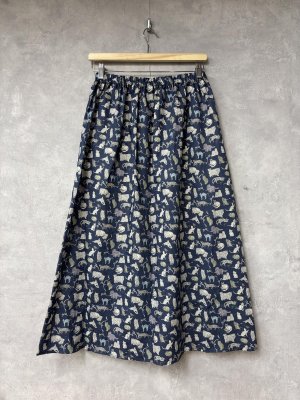 画像5: LILOU+LILY　　 LIBERTY TANA LAWN CAT  スカート　ネイビー　　サイズ；38 (5)