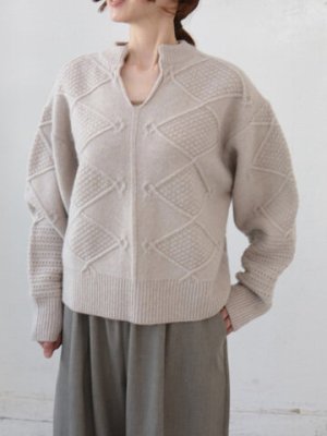 画像5: doux bleu　スキッパー アランニット　21；ライトベージュ　サイズ；FREE (5)