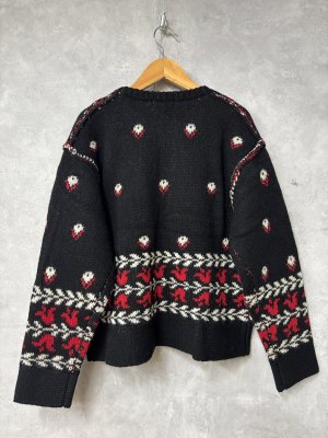 画像3: doux bleu　フラワージャガードニットジャケット　　99；ブラック　サイズ；FREE (3)