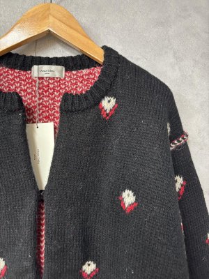 画像2: doux bleu　フラワージャガードニットジャケット　　99；ブラック　サイズ；FREE (2)