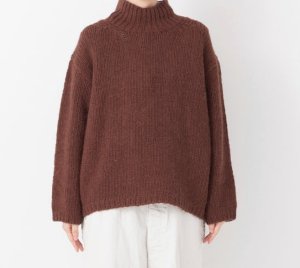 画像2: Veritecoeur    ハンドニットハイネックプルオーバー　BROWN     サイズ；F (2)