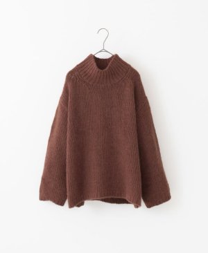 画像1: Veritecoeur    ハンドニットハイネックプルオーバー　BROWN     サイズ；F (1)