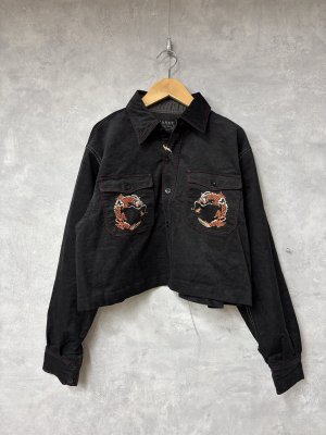 画像1: 2025秋冬　MARET(マレ)  　Maret Souvenir Cropped Shirt　　2；黒　　サイズ；1 (1)