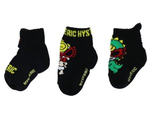 画像1: ☆Hystericmini　BABY 3P ソックス　　10；ブラック (1)