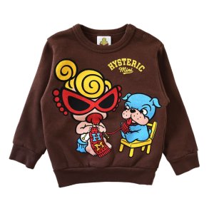 画像1: MY FIRST HYSTERIC　KNIT WITH MINI&BB 裏起毛トレーナー　　70；ブラウン (1)