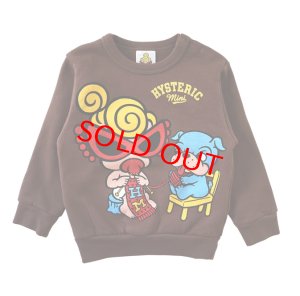 画像1: MY FIRST HYSTERIC　KNIT WITH MINI&BB 裏起毛トレーナー　　70；ブラウン (1)