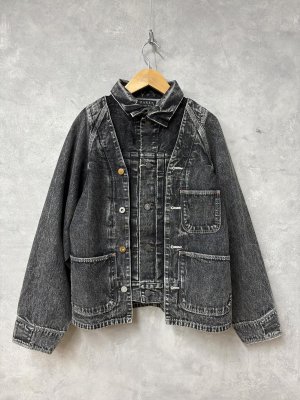 画像1: 2025秋冬　MARET(マレ)  ブラックデニムドッキング ジャケット　　2:黒 (1)