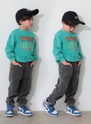 画像3: OCEAN&GROUND 　ユーズドウォッシュデニムニットパンツ　　カラー；ブラック　サイズ；90 (3)