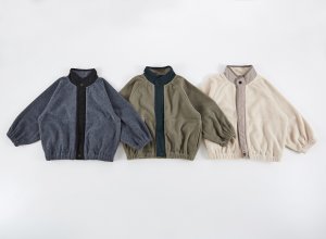 画像1: OCEAN&GROUND ミリタリーフリースワイドZIP　　カラー；オリーブ　サイズ；90 (1)