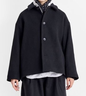 画像1: Veritecoeur     メルトンショートコート     BLACK    サイズ；F (1)