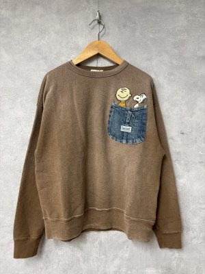 画像1: 2025秋冬　DENIMDUNGAREE　 Vintage Fleece SNOOPY Pocket Sweatshirt　　　7；茶 (1)