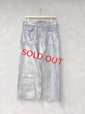 画像1: 2025秋冬　MARET(マレ)  セルビッチデニム箔プリントタイトスカート    3：グレー (1)