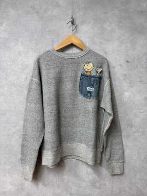 画像1: 2025秋冬　DENIMDUNGAREE　 Vintage Fleece SNOOPY Pocket Sweatshirt　3；グレー (1)