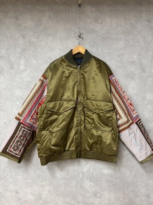 画像1: 2025秋冬　MARET(マレ)  ミリタリー刺繍袖ドッキングジャケット　　9；カーキ (1)