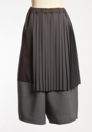 画像1: gomme　プリーツツイルパンツ 　2；チャコール　　サイズ；M (1)