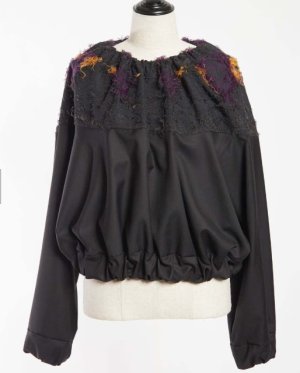 画像1: gomme　ダマスクラウンドブラウス　2；ブラック　サイズ；M (1)