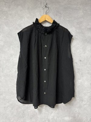 画像1: Veritecoeur     フリルノースリーブ　　aq black　    サイズ；F (1)