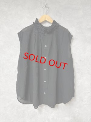 画像1: Veritecoeur     フリルノースリーブ　　aq black　    サイズ；F (1)