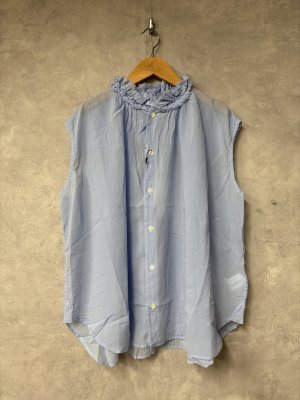 画像1: Veritecoeur     フリルノースリーブ　　blue　    サイズ；F (1)