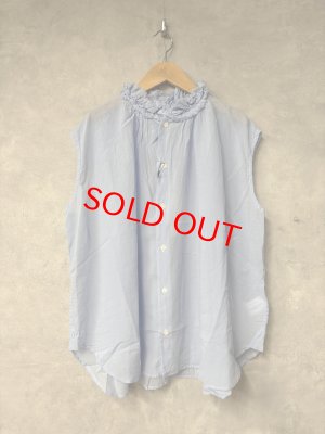 画像1: Veritecoeur     フリルノースリーブ　　blue　    サイズ；F (1)