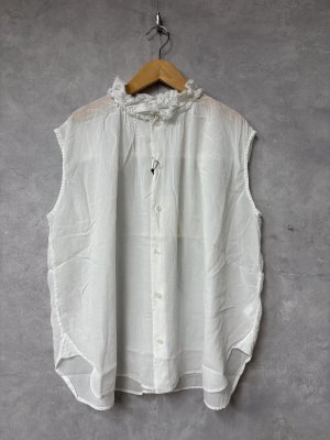 画像1: Veritecoeur     フリルノースリーブ　　aq white　    サイズ；F (1)