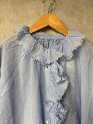 画像2: Veritecoeur     フリルブラウス　　blue　    サイズ；F (2)