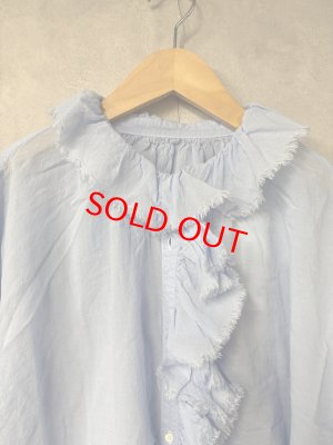 画像2: Veritecoeur     フリルブラウス　　blue　    サイズ；F (2)