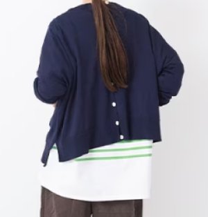 画像2: Veritecoeur　　5COL 2WAY CARDIGAN　　INK NVY　サイズ；F (2)