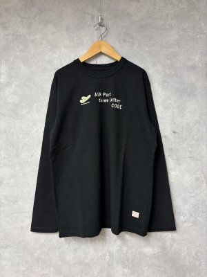 画像1: 2026   快晴堂　　長袖UNI-Tシャツ エアーポート3レター　　 5；ブラック　 (1)