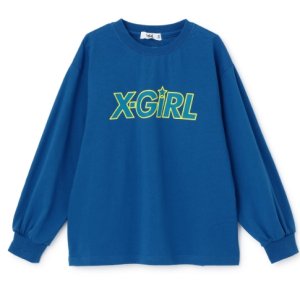 画像1: X-girl kids 　ロゴ長袖Tシャツ　51；ブルー (1)